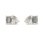 Seravelle Emerald & Pear Lab Grown Diamond Stud Earrings