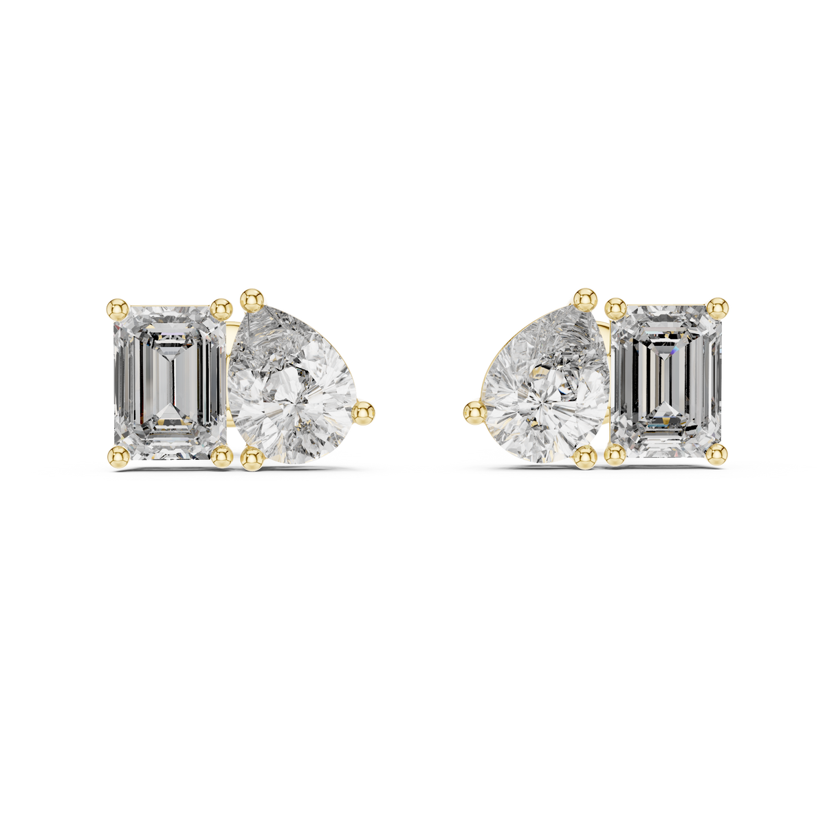 Seravelle Emerald & Pear Lab Grown Diamond Stud Earrings