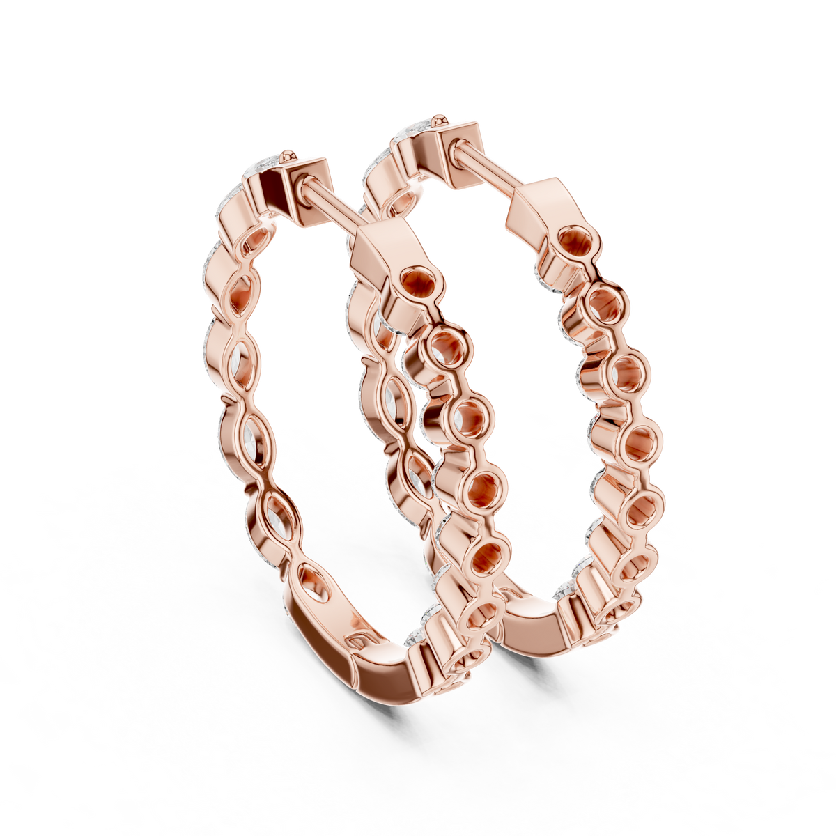Lunavelle Twisted Floral Lab Grown Diamond Hoop Earrings
