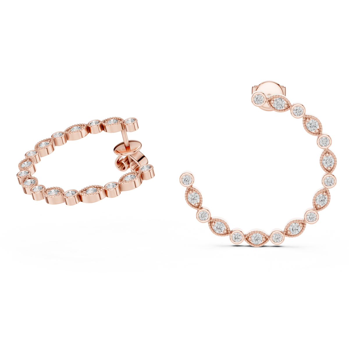 Orlisse Pear & Round Lab Grown Diamond Hoop Earrings