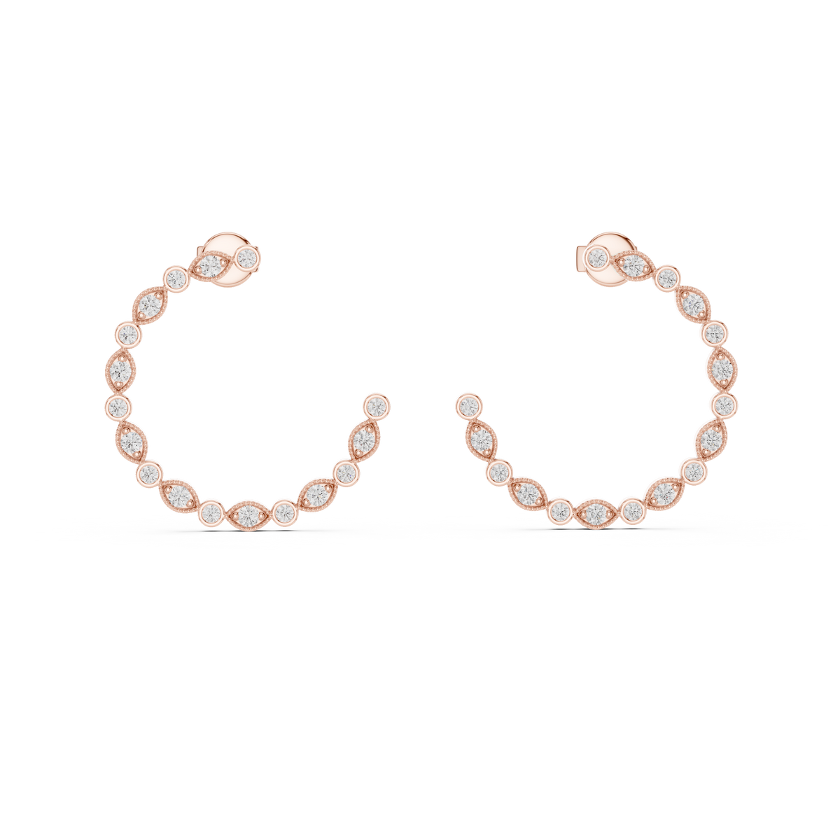 Orlisse Pear & Round Lab Grown Diamond Hoop Earrings