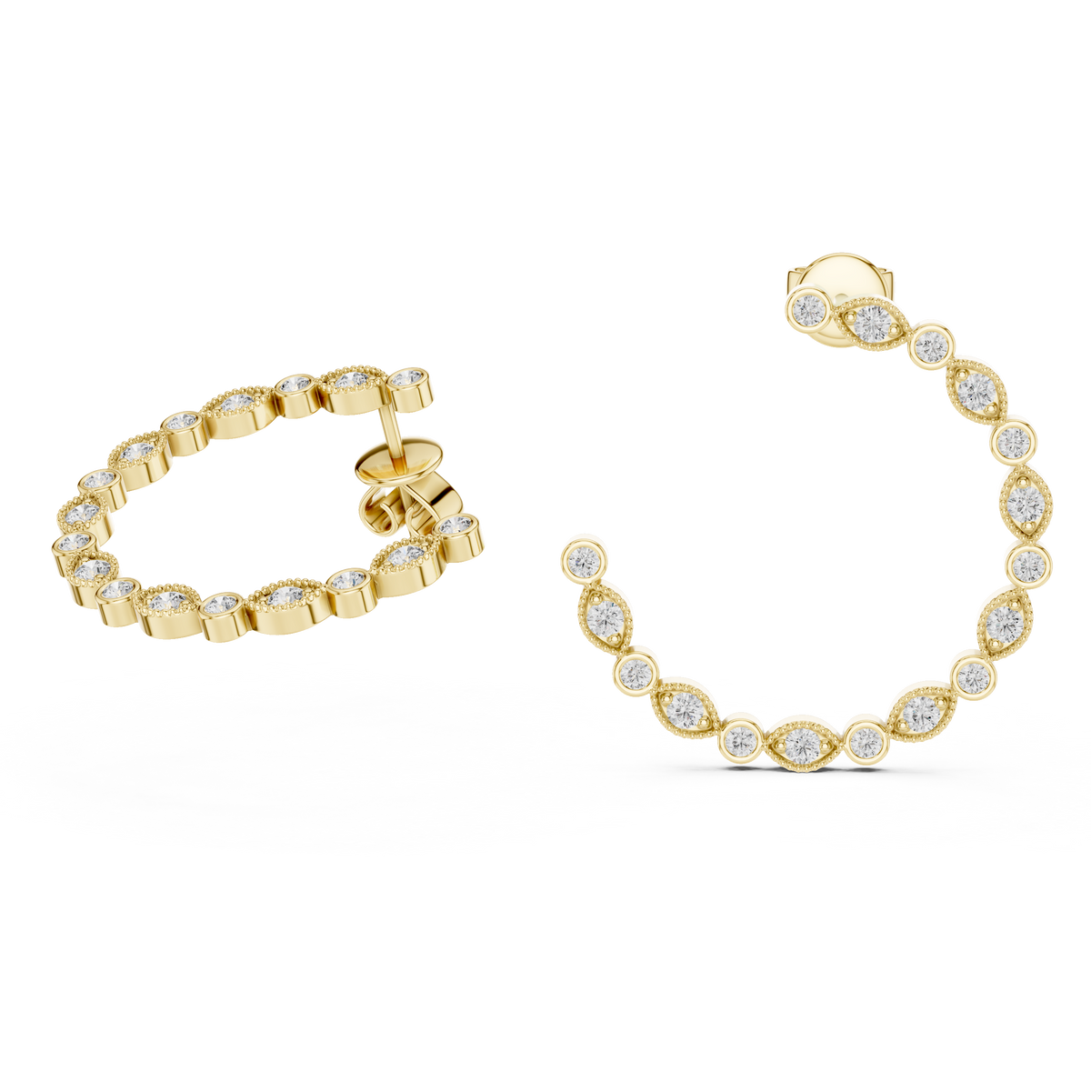 Orlisse Pear & Round Lab Grown Diamond Hoop Earrings