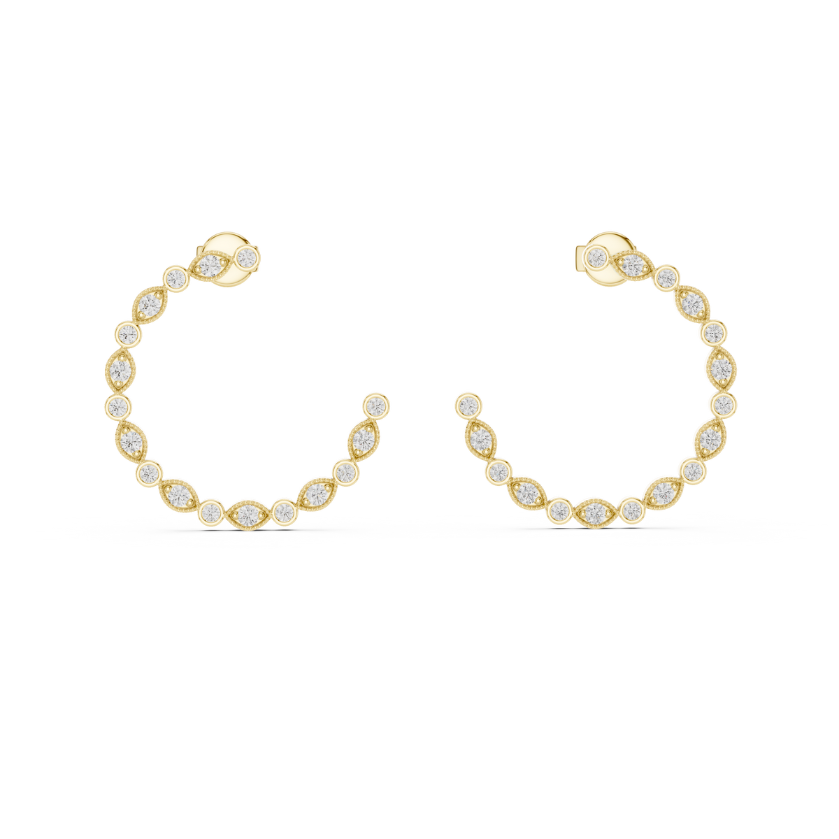 Orlisse Pear & Round Lab Grown Diamond Hoop Earrings