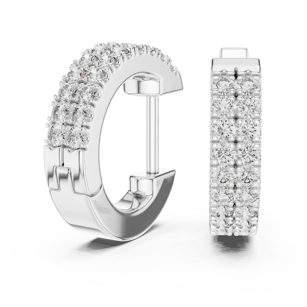 Marvella Double-Row Pavé Lab Grown Diamond Hoop Earrings.