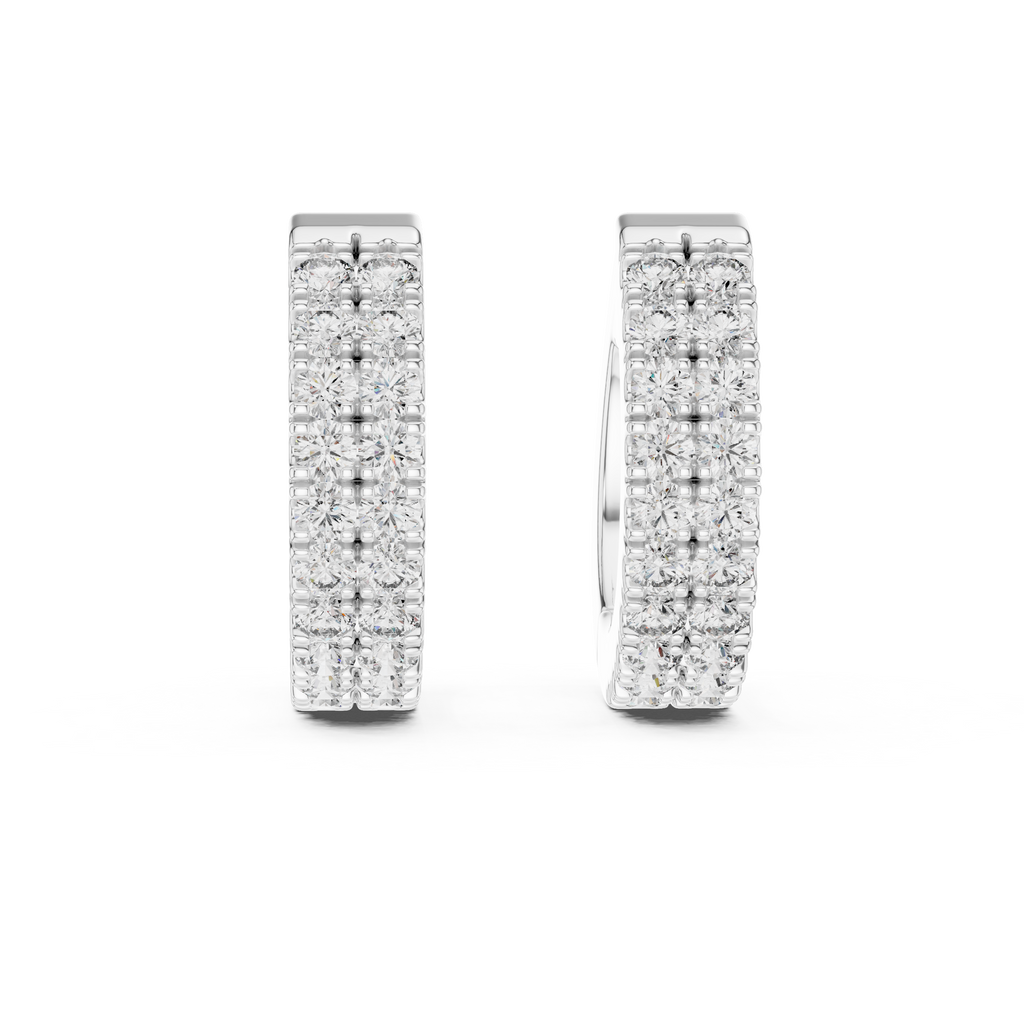 Marvella Double-Row Pavé Lab Grown Diamond Hoop Earrings.