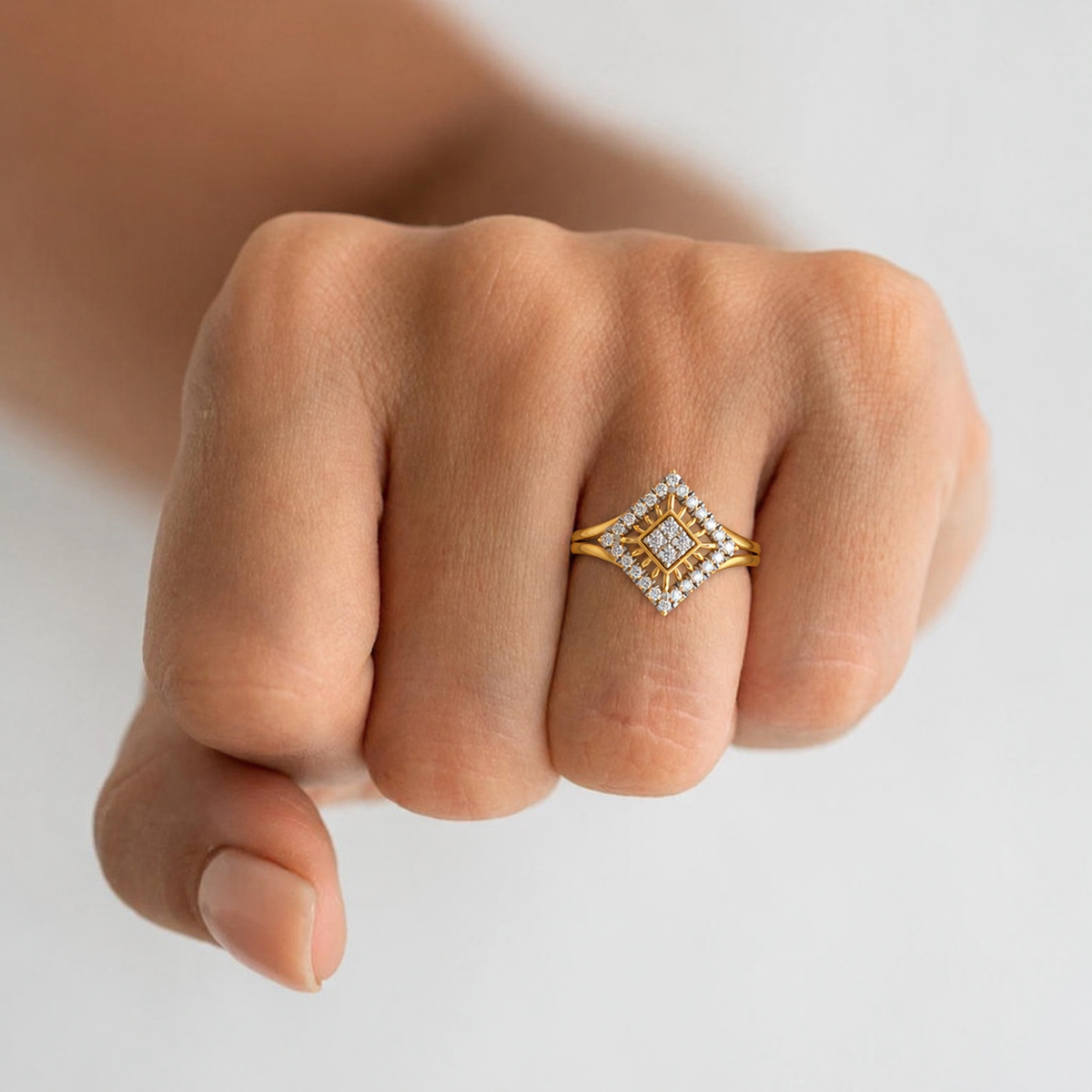 Square Lattice Lab Grown Diamond Ring
