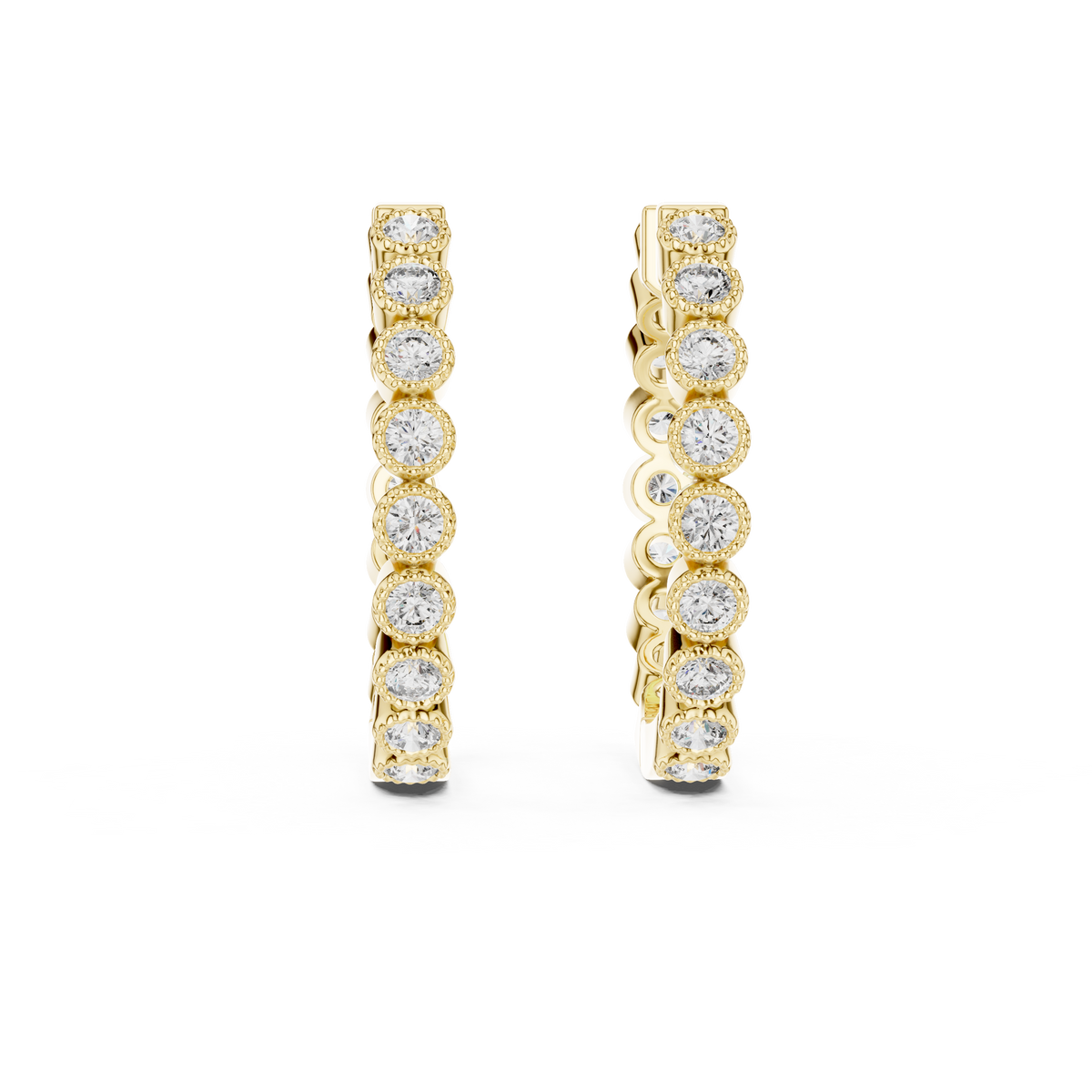 Celestria Round Diamond Linear Hoop Earrings.