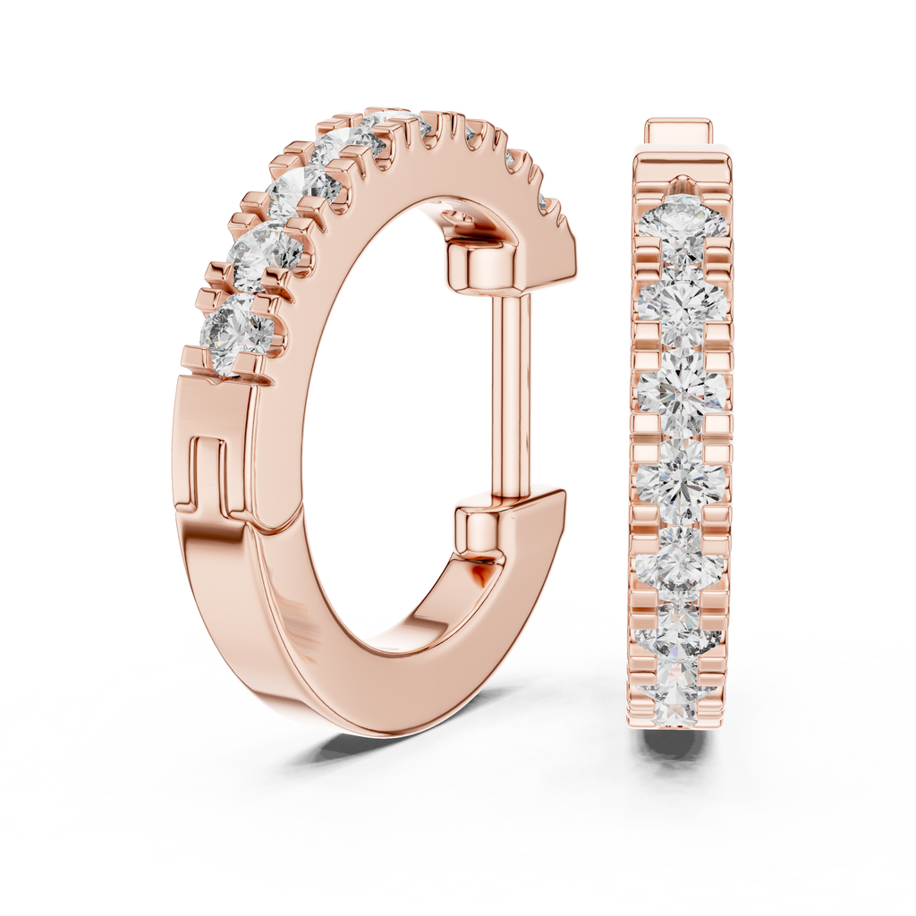 Elowen Pavé Linear Lab Grown Diamond Hoop Earrings.