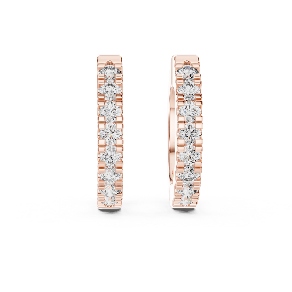 Elowen Pavé Linear Lab Grown Diamond Hoop Earrings.