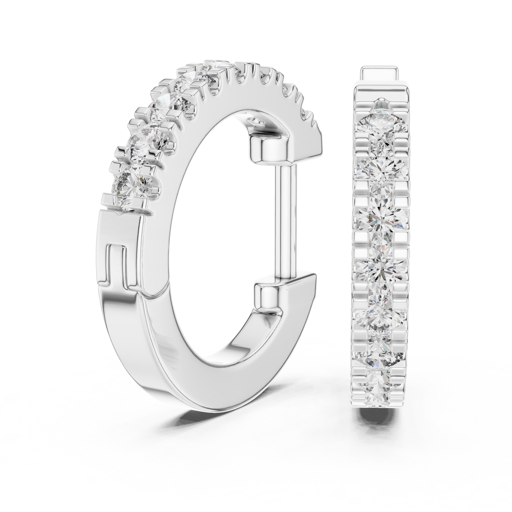 Elowen Pavé Linear Lab Grown Diamond Hoop Earrings.
