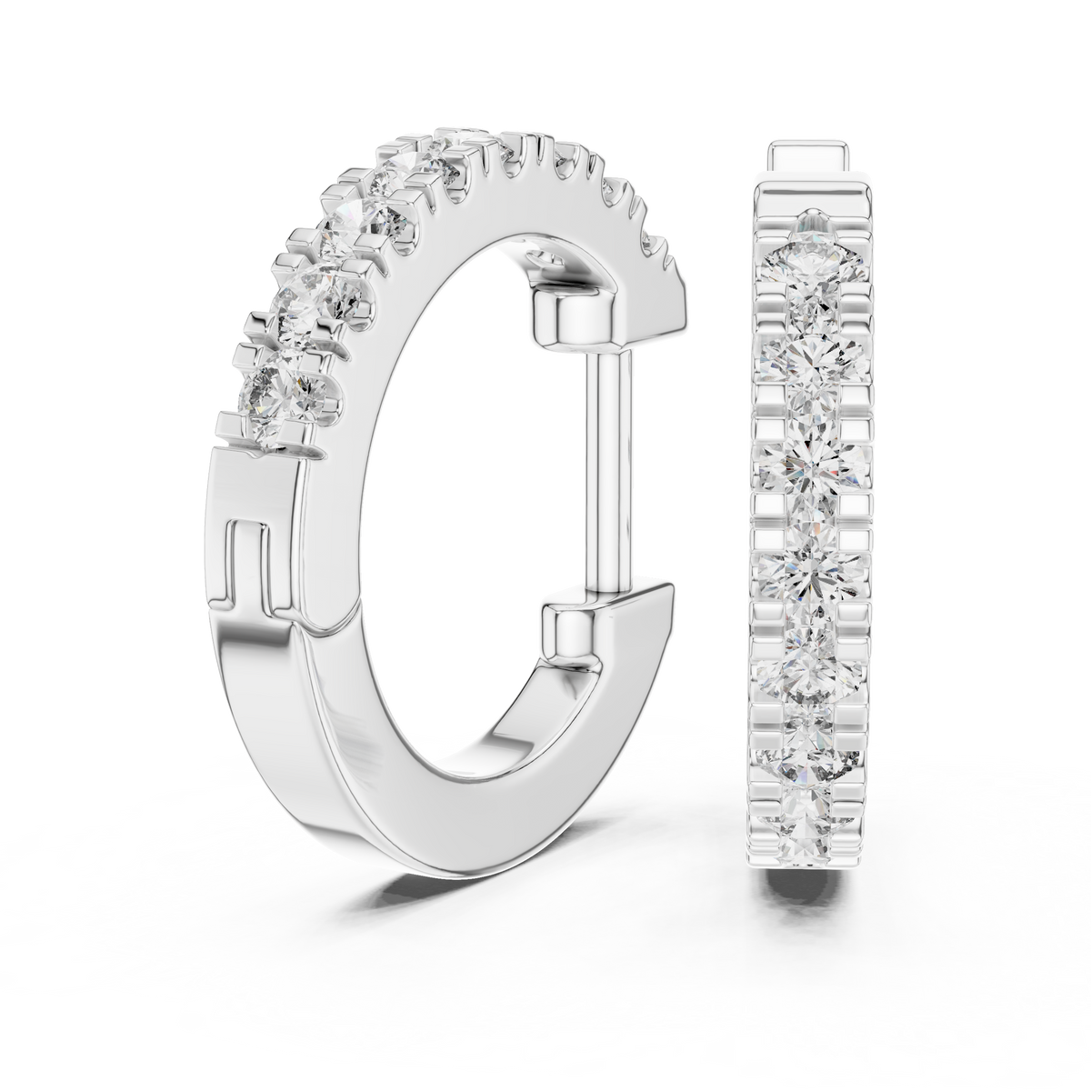 Elowen Pavé Linear Lab Grown Diamond Hoop Earrings.
