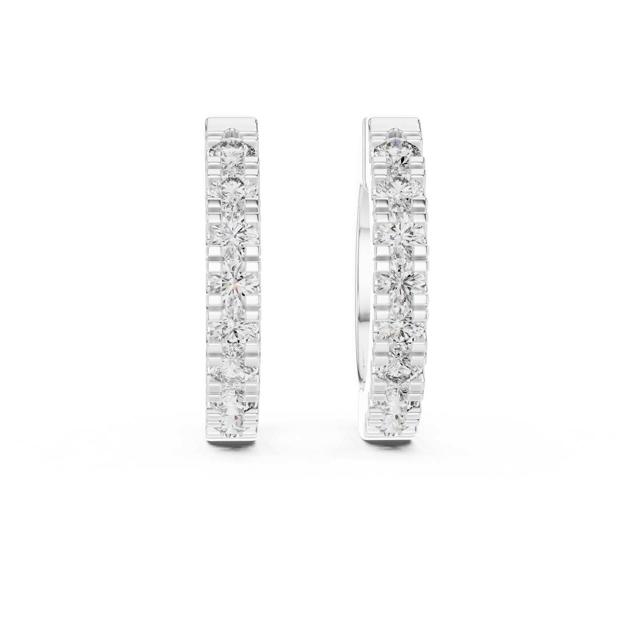 Elowen Pavé Linear Lab Grown Diamond Hoop Earrings.