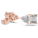 Elaris Emerald & Heart Lab Grown Diamond Stud Earrings