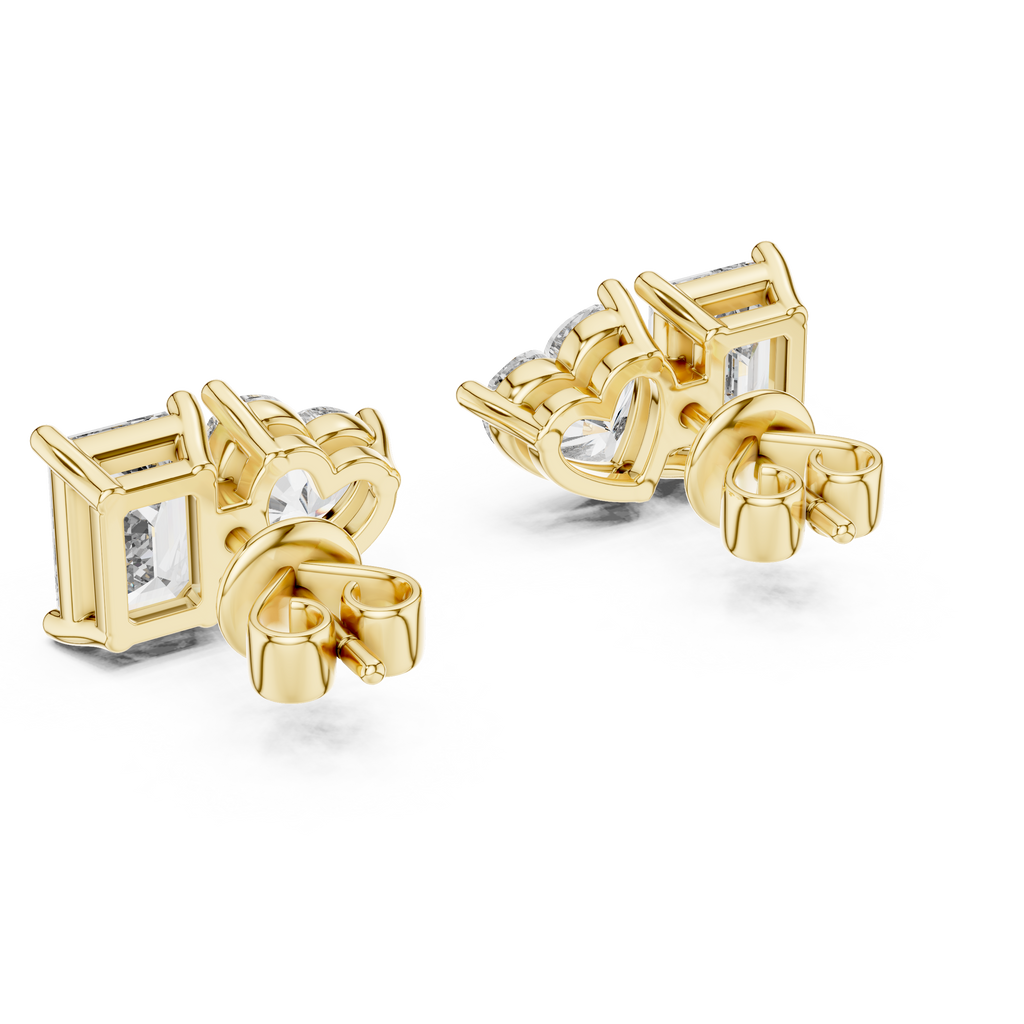 Elaris Emerald & Heart Lab Grown Diamond Stud Earrings