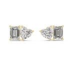 Elaris Emerald & Heart Lab Grown Diamond Stud Earrings