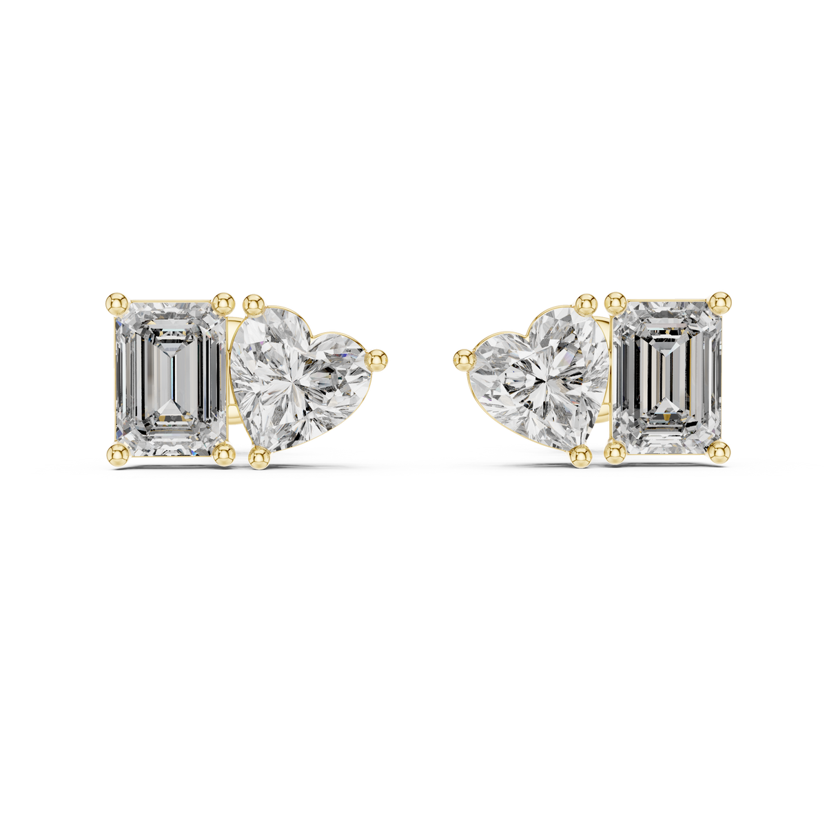 Elaris Emerald & Heart Lab Grown Diamond Stud Earrings