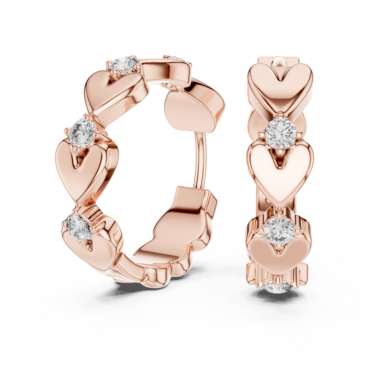 Amorette Heart Cascade Lab Grown Diamond Drop Earrings