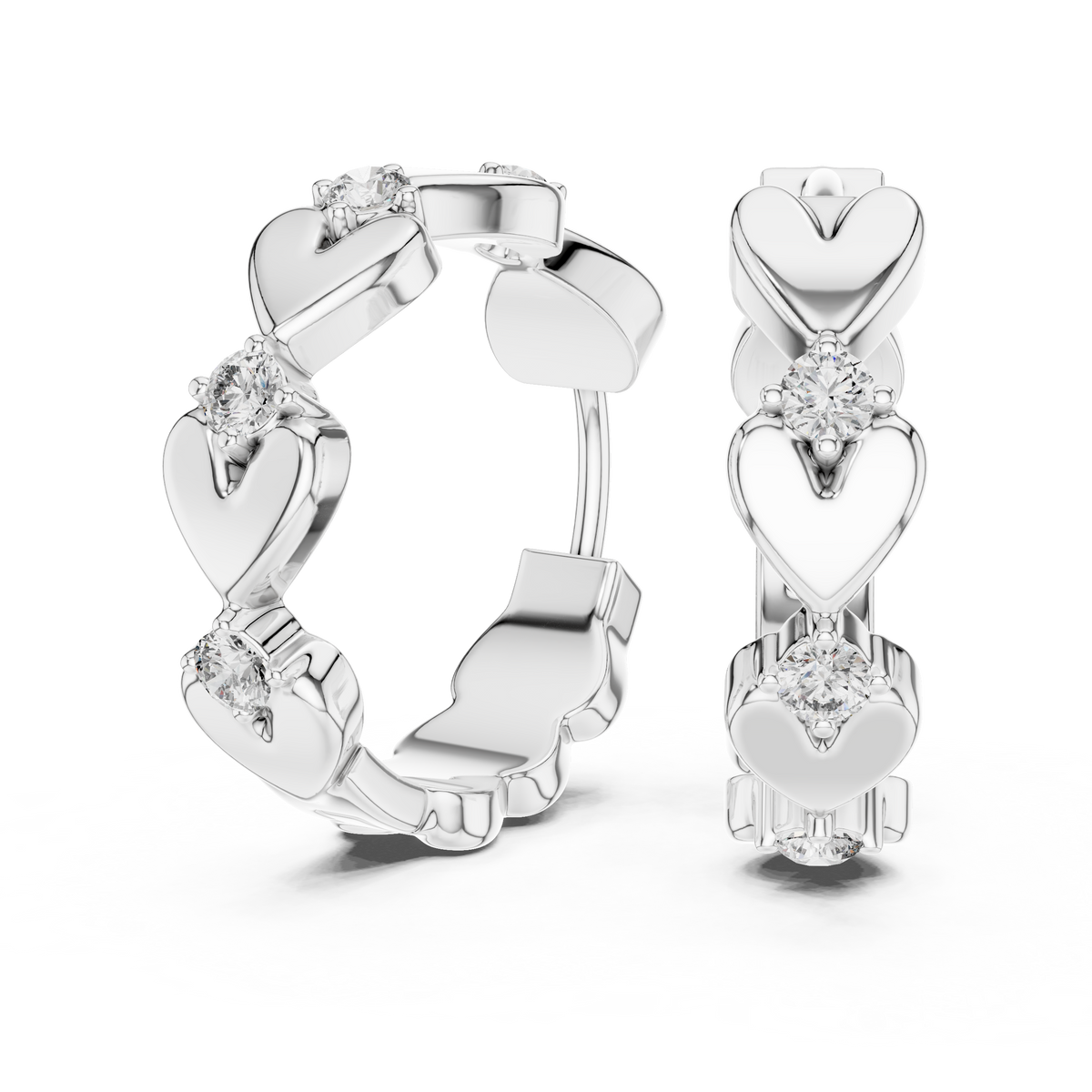 Amorette Heart Cascade Lab Grown Diamond Drop Earrings