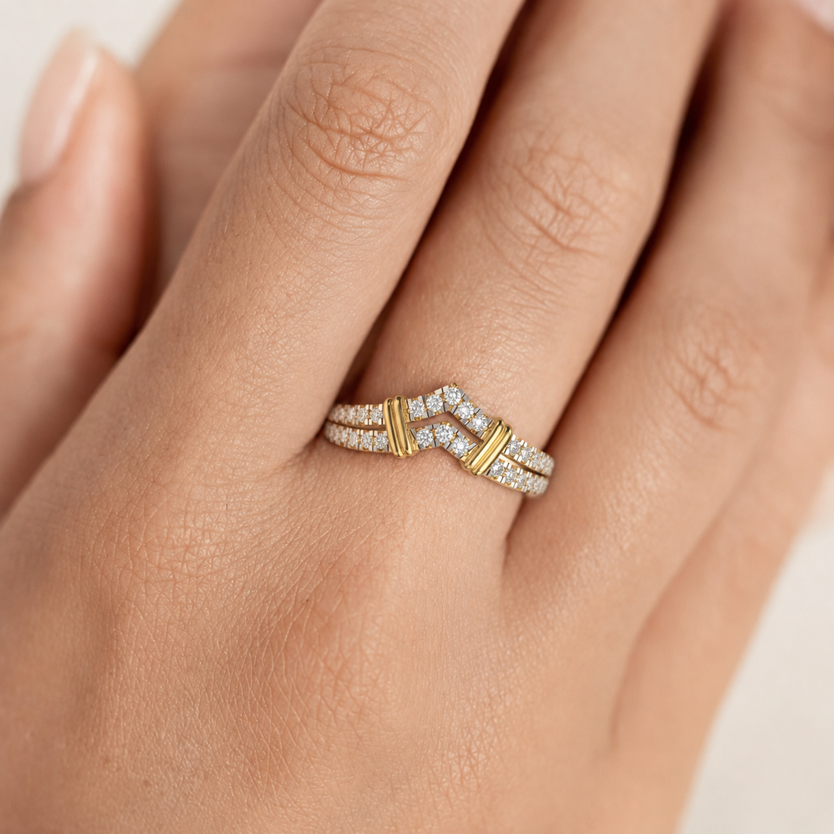 Veyra Chevron Lab Grown Diamond Band Ring