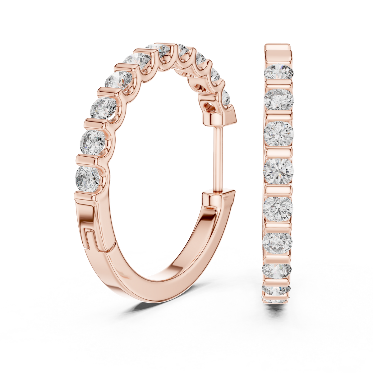 Rosalind Channel Bar Lab Grown Diamond Hoop Earrings
