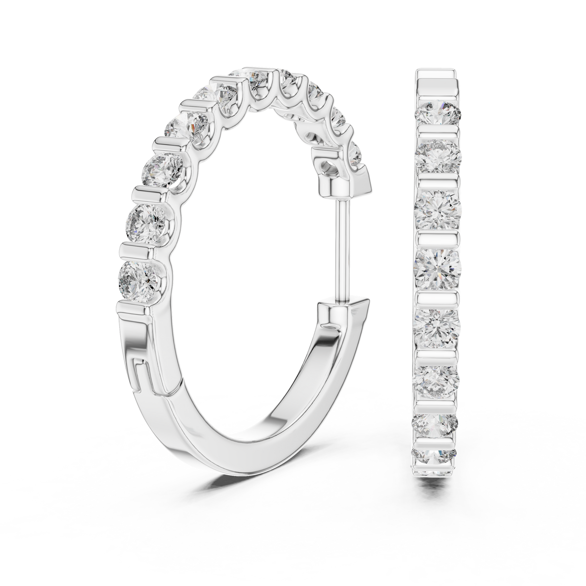 Rosalind Channel Bar Lab Grown Diamond Hoop Earrings