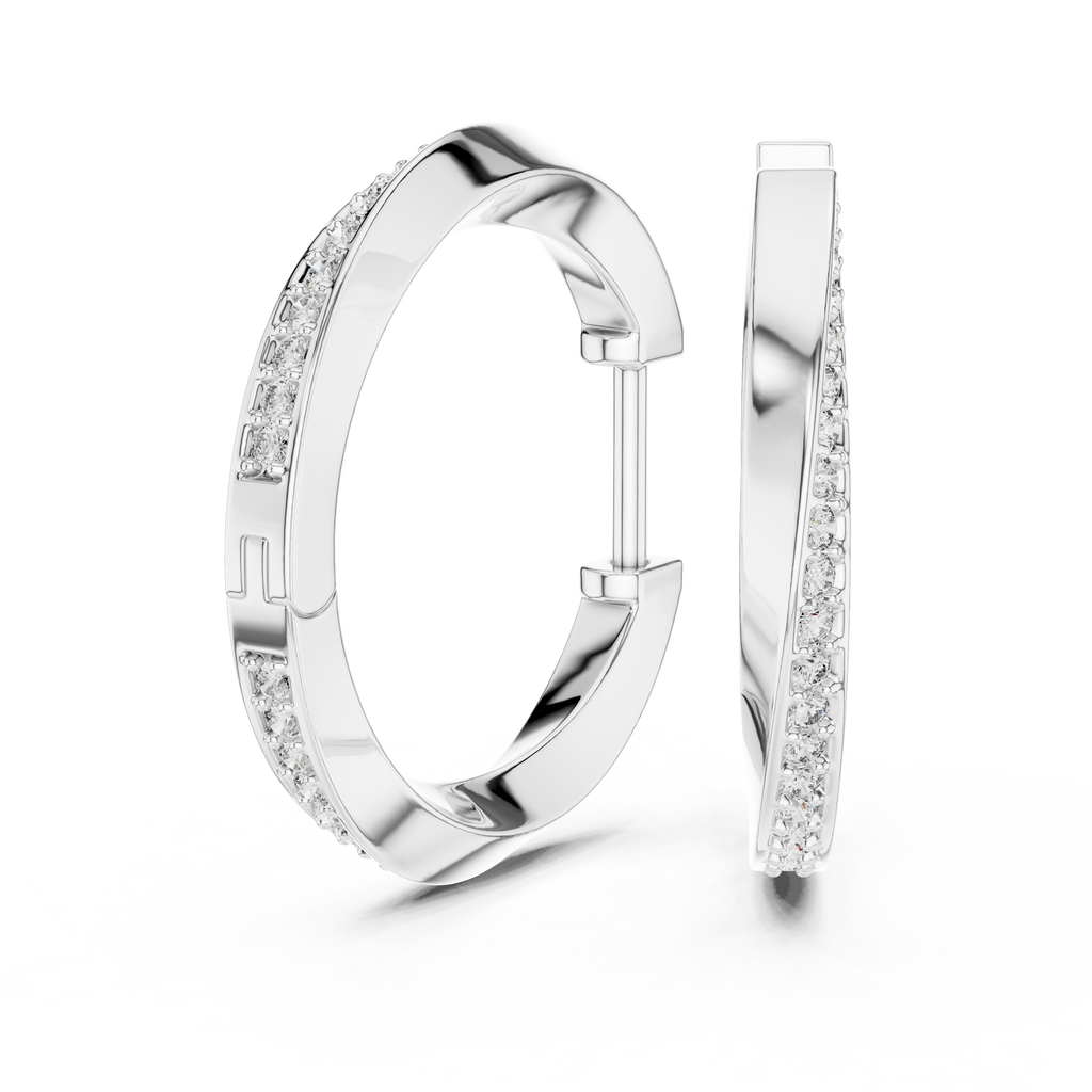 Bellara Slim Pavé Curve Lab Grown Diamond Hoop Earrings