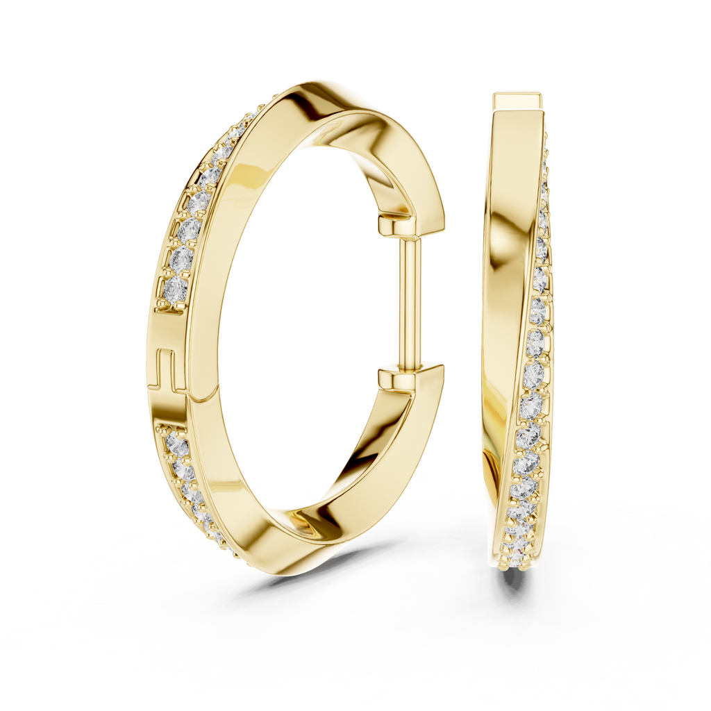 Bellara Slim Pavé Curve Lab Grown Diamond Hoop Earrings