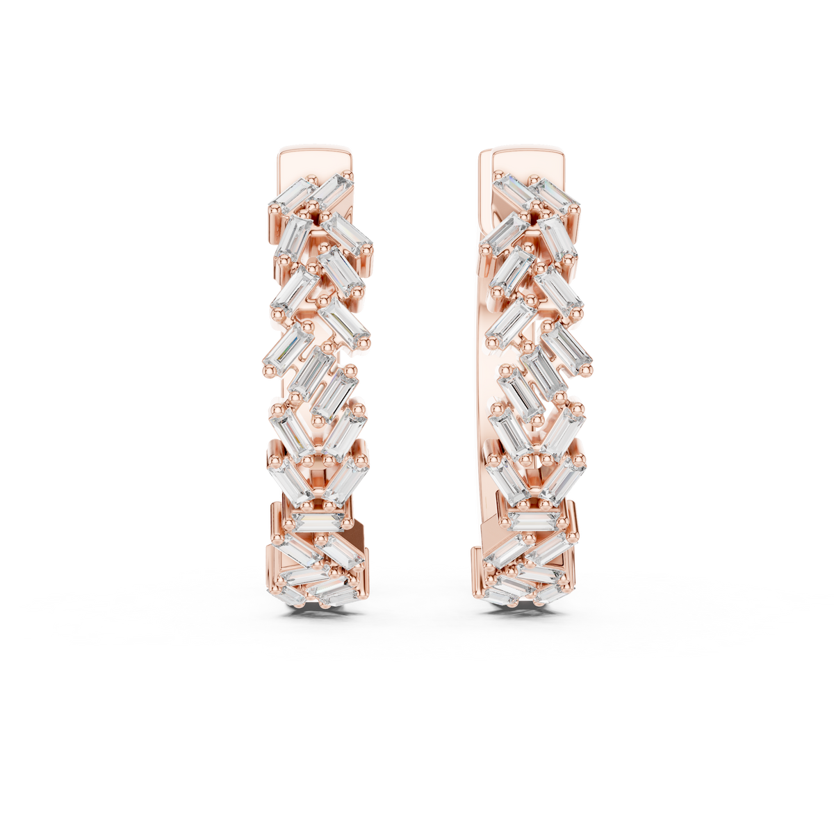 Zeloria Chevron Lab Grown Diamond Hoop Earrings.