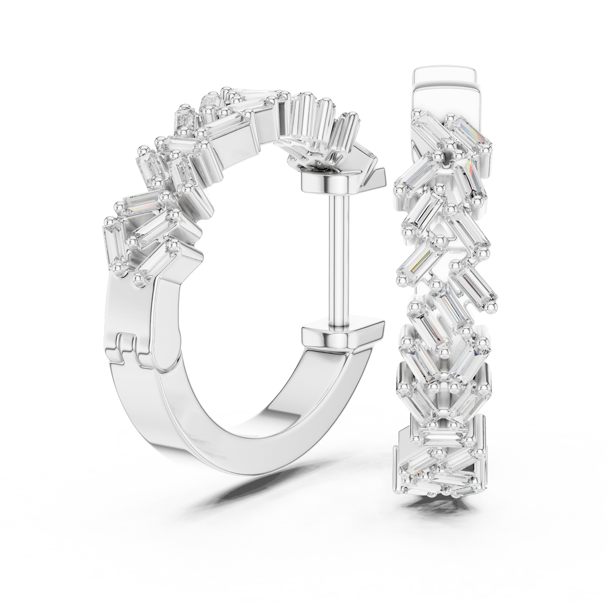 Zeloria Chevron Lab Grown Diamond Hoop Earrings.