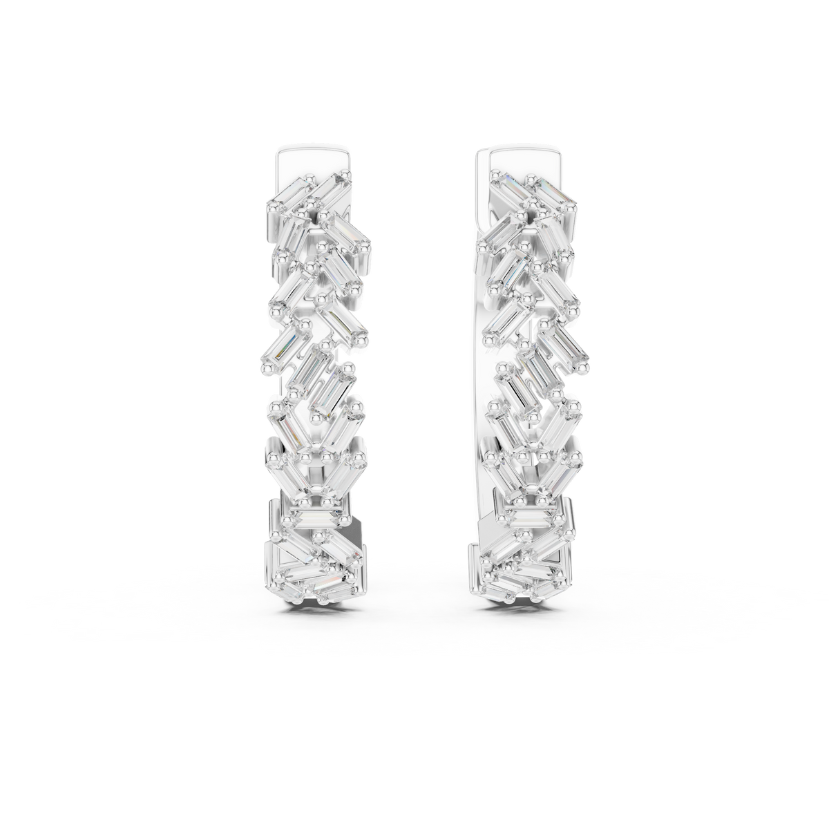 Zeloria Chevron Lab Grown Diamond Hoop Earrings.