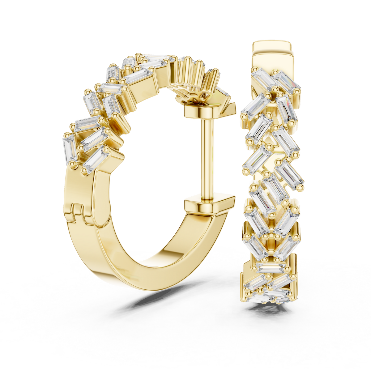 Zeloria Chevron Lab Grown Diamond Hoop Earrings.