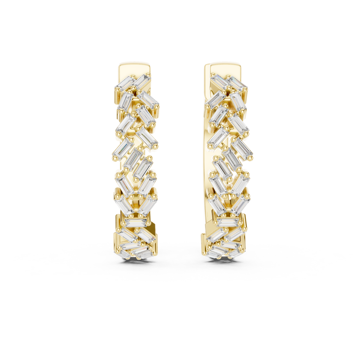 Zeloria Chevron Lab Grown Diamond Hoop Earrings.