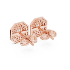 Valeria Emerald Cut Lab Grown Diamond Octagon Double Halo Statement Stud Earrings