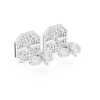 Valeria Emerald Cut Lab Grown Diamond Octagon Double Halo Statement Stud Earrings