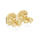 Valeria Emerald Cut Lab Grown Diamond Octagon Double Halo Statement Stud Earrings
