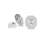 Valeria Emerald Cut Lab Grown Diamond Octagon Double Halo Statement Stud Earrings