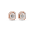 Mirabelle Emerald Cut Lab Grown Diamond Octagon Double Halo Stud Earrings