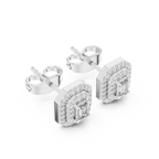 Mirabelle Emerald Cut Lab Grown Diamond Octagon Double Halo Stud Earrings