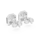 Mirabelle Emerald Cut Lab Grown Diamond Octagon Double Halo Stud Earrings
