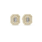 Mirabelle Emerald Cut Lab Grown Diamond Octagon Double Halo Stud Earrings