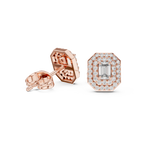 Mirabelle Emerald Cut Lab Grown Diamond Octagon Double Halo Stud Earrings