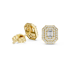 Mirabelle Emerald Cut Lab Grown Diamond Octagon Double Halo Stud Earrings