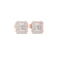 Rowena Princess Cut Lab Grown Diamond Halo Stud Earrings