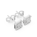 Rowena Princess Cut Lab Grown Diamond Halo Stud Earrings
