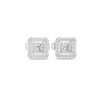 Rowena Princess Cut Lab Grown Diamond Halo Stud Earrings