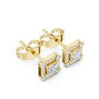 Rowena Princess Cut Lab Grown Diamond Halo Stud Earrings