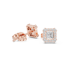 Rowena Princess Cut Lab Grown Diamond Halo Stud Earrings