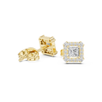 Rowena Princess Cut Lab Grown Diamond Halo Stud Earrings