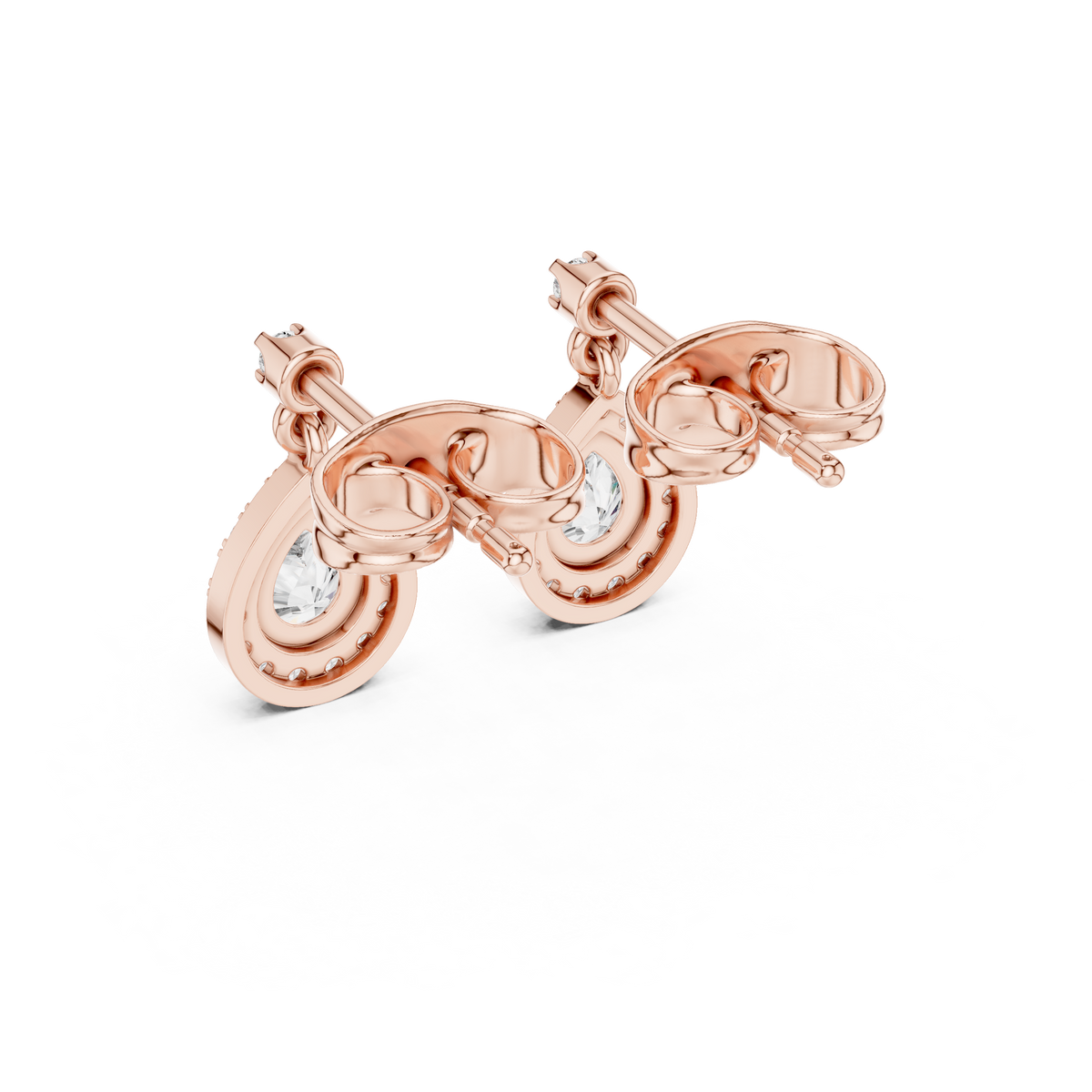 Juliette Pear Shaped Lab Grown Diamond Halo Petite Drop Earrings