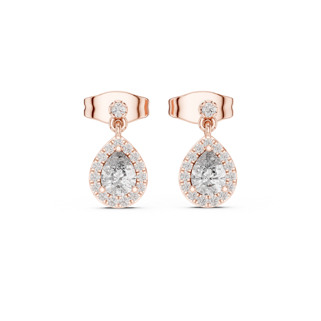 Juliette Pear Shaped Lab Grown Diamond Halo Petite Drop Earrings